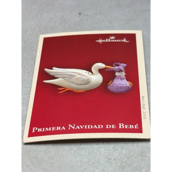 Hallmark Keepsake Ornament Primera Navidad De Bebé 2004 Stork Design - Picture 5 of 6